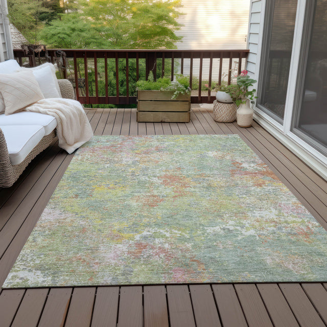 Addison Chantille ACN2166 Abstract Machine Made Transitional Green Rug