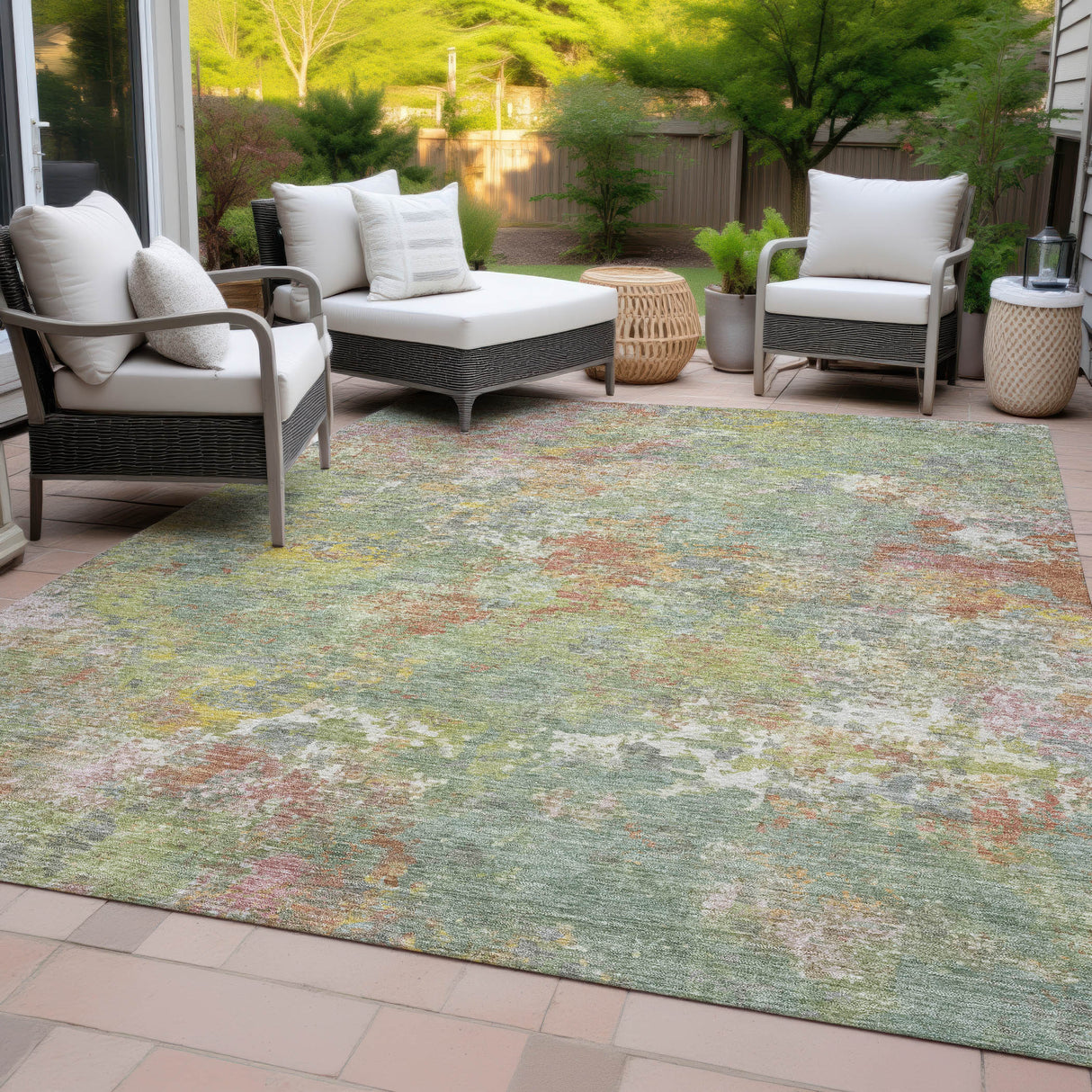 Addison Chantille ACN2166 Abstract Machine Made Transitional Green Rug