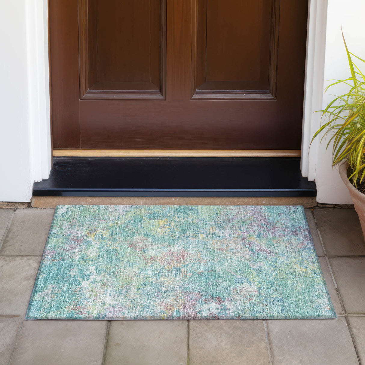 Addison Chantille ACN2166 Abstract Machine Made Transitional Teal Rug