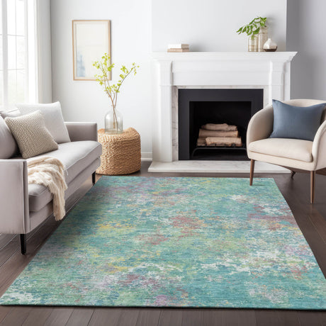 Addison Chantille ACN2166 Abstract Machine Made Transitional Teal Rug