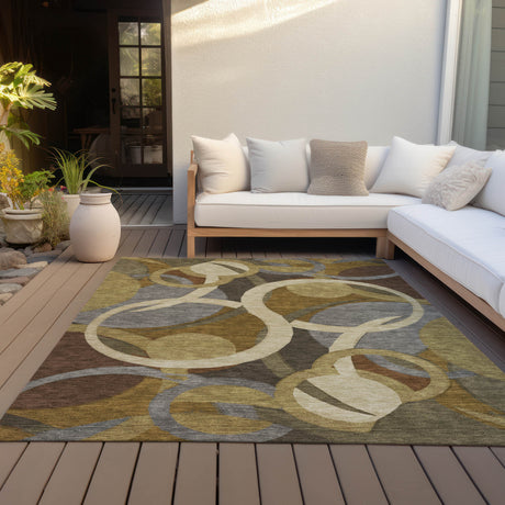 Addison Chantille ACN2167 Geometric Machine Made Transitional Brown Rug