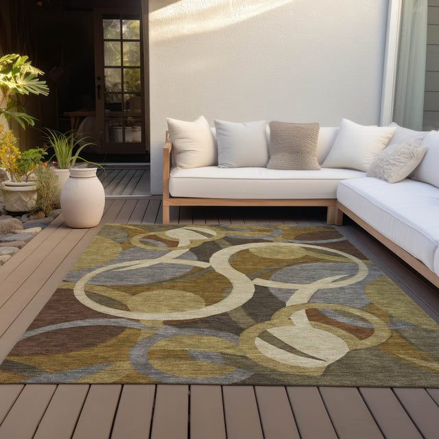 Addison Chantille ACN2167 Geometric Machine Made Transitional Brown Rug