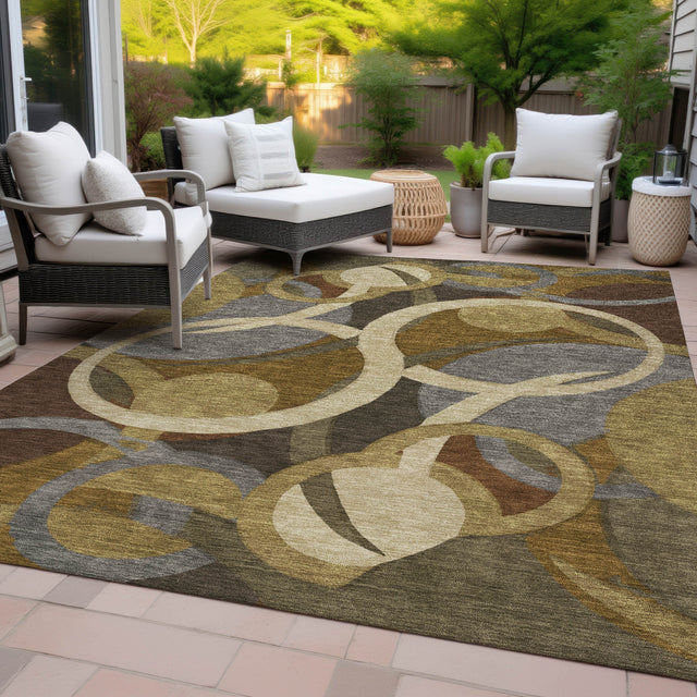 Addison Chantille ACN2167 Geometric Machine Made Transitional Brown Rug