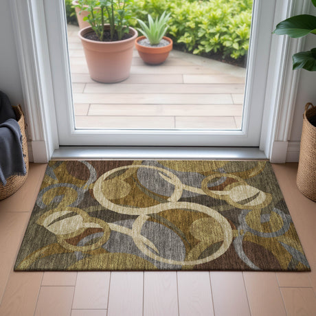 Addison Chantille ACN2167 Geometric Machine Made Transitional Brown Rug