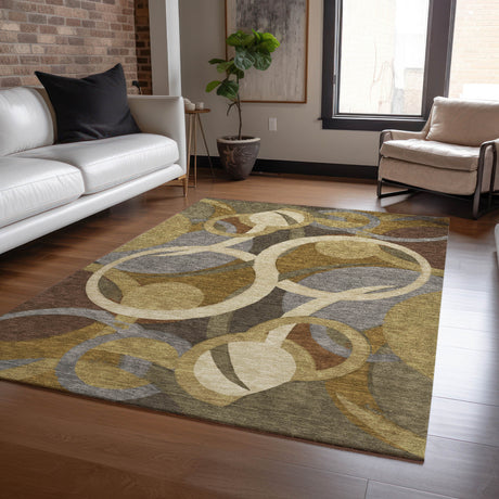 Addison Chantille ACN2167 Geometric Machine Made Transitional Brown Rug