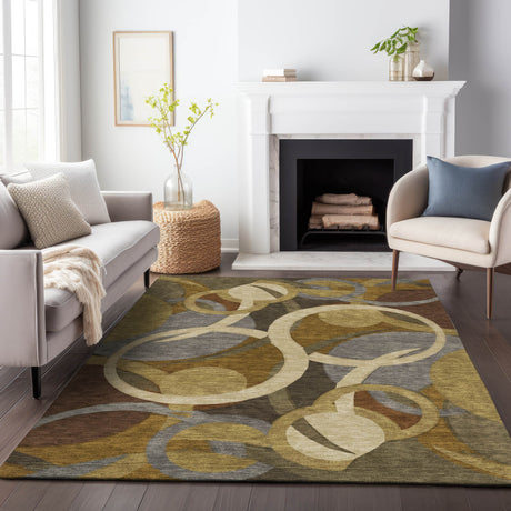 Addison Chantille ACN2167 Geometric Machine Made Transitional Brown Rug