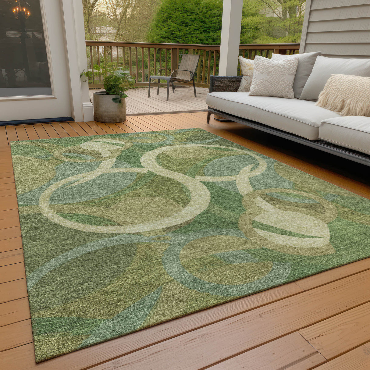 Addison Chantille ACN2167 Geometric Machine Made Transitional Green Rug