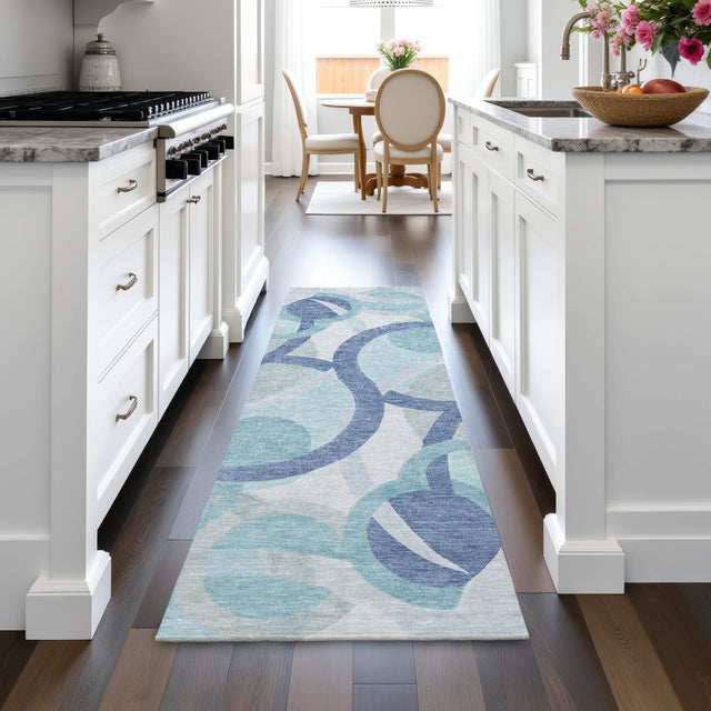 Addison Chantille ACN2168 Geometric Machine Made Transitional Blue Rug