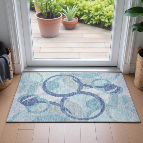 Addison Chantille ACN2168 Geometric Machine Made Transitional Blue Rug