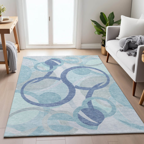 Addison Chantille ACN2168 Geometric Machine Made Transitional Blue Rug