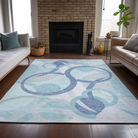 Addison Chantille ACN2168 Geometric Machine Made Transitional Blue Rug