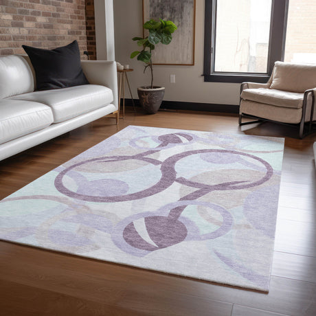 Addison Chantille ACN2168 Geometric Machine Made Transitional Plum Rug
