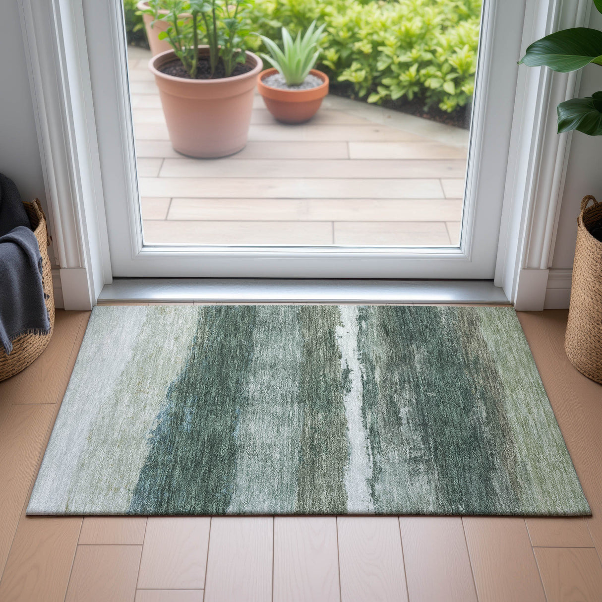 Addison Chantille ACN2169 Stripes Machine Made Transitional Aloe Rug