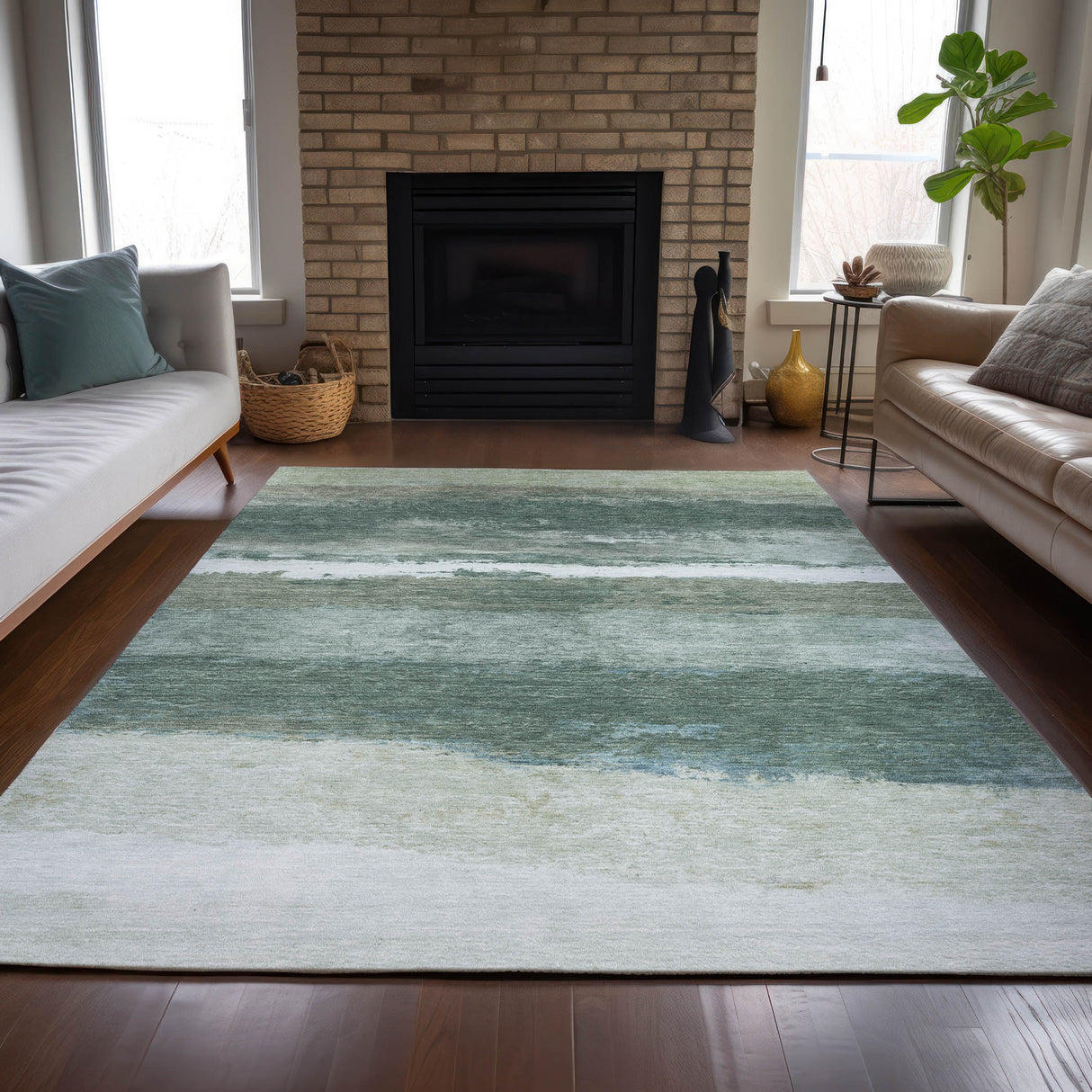 Addison Chantille ACN2169 Stripes Machine Made Transitional Aloe Rug