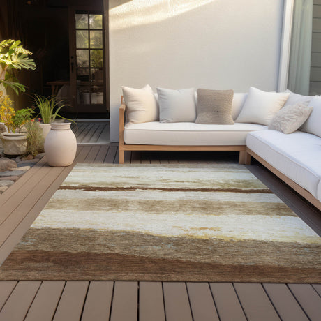 Addison Chantille ACN2169 Stripes Machine Made Transitional Brown Rug