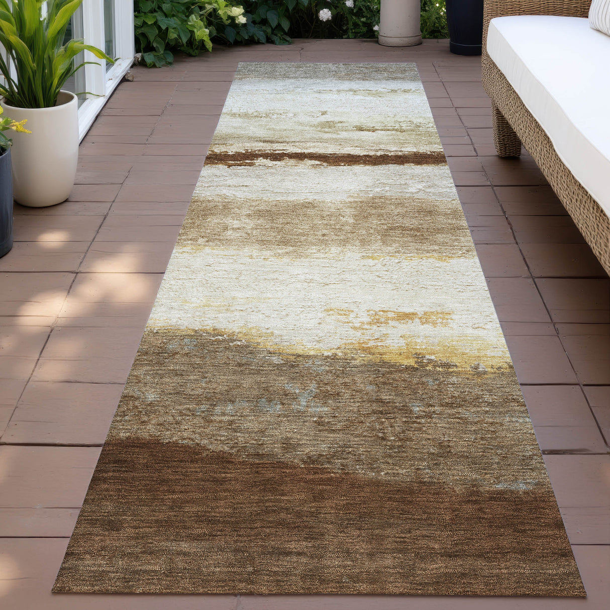 Addison Chantille ACN2169 Stripes Machine Made Transitional Brown Rug