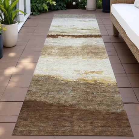 Addison Chantille ACN2169 Stripes Machine Made Transitional Brown Rug