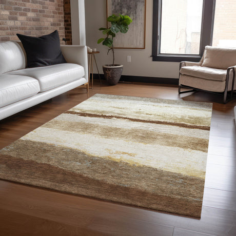 Addison Chantille ACN2169 Stripes Machine Made Transitional Brown Rug