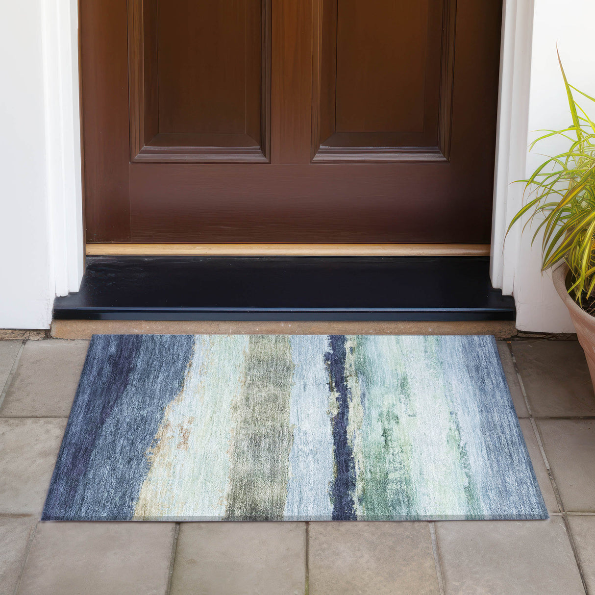 Addison Chantille ACN2169 Stripes Machine Made Transitional Denim Rug