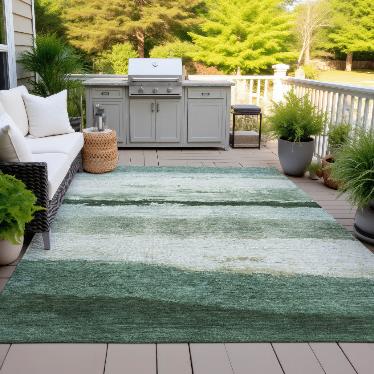 Addison Chantille ACN2169 Stripes Machine Made Transitional Fern Rug