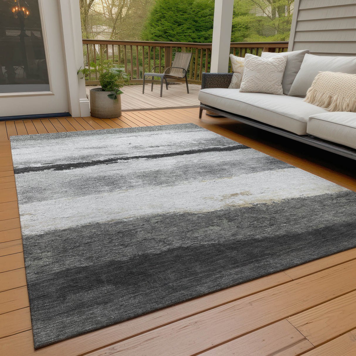 Addison Chantille ACN2169 Stripes Machine Made Transitional Pewter Rug