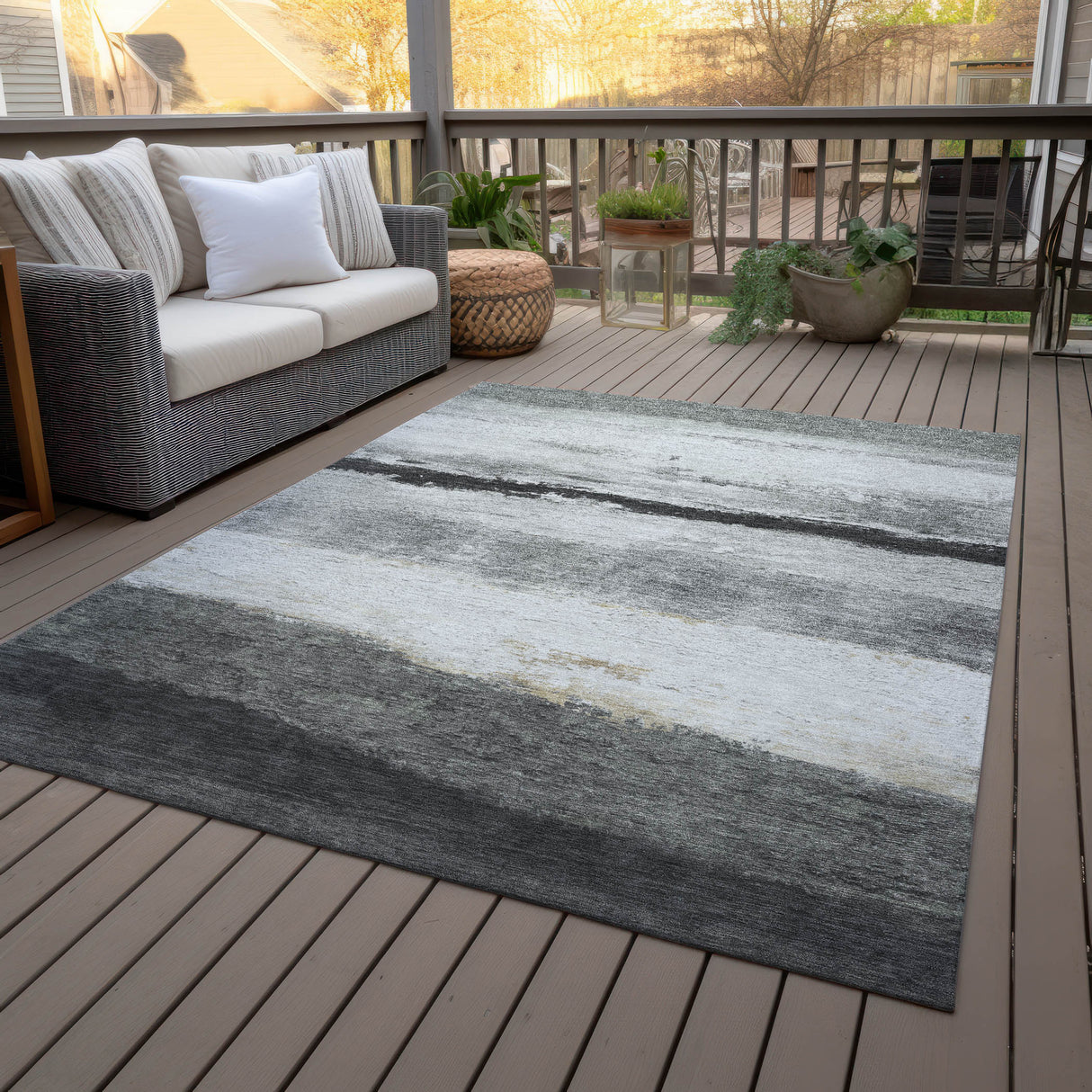 Addison Chantille ACN2169 Stripes Machine Made Transitional Pewter Rug