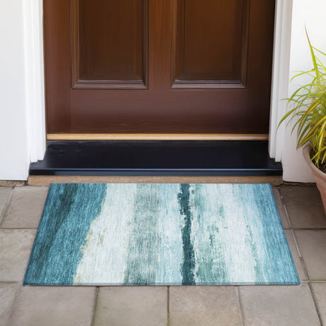 Addison Chantille ACN2169 Stripes Machine Made Transitional Teal Rug