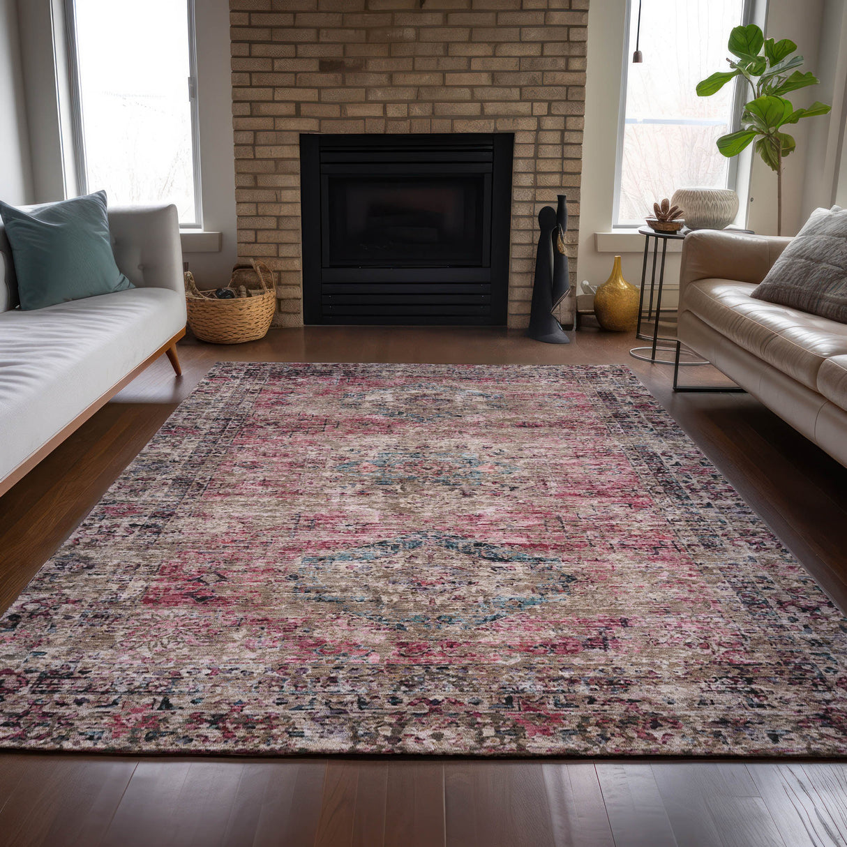 Addison Chantille ACN2170 Global Machine Made Traditional Pink Rug