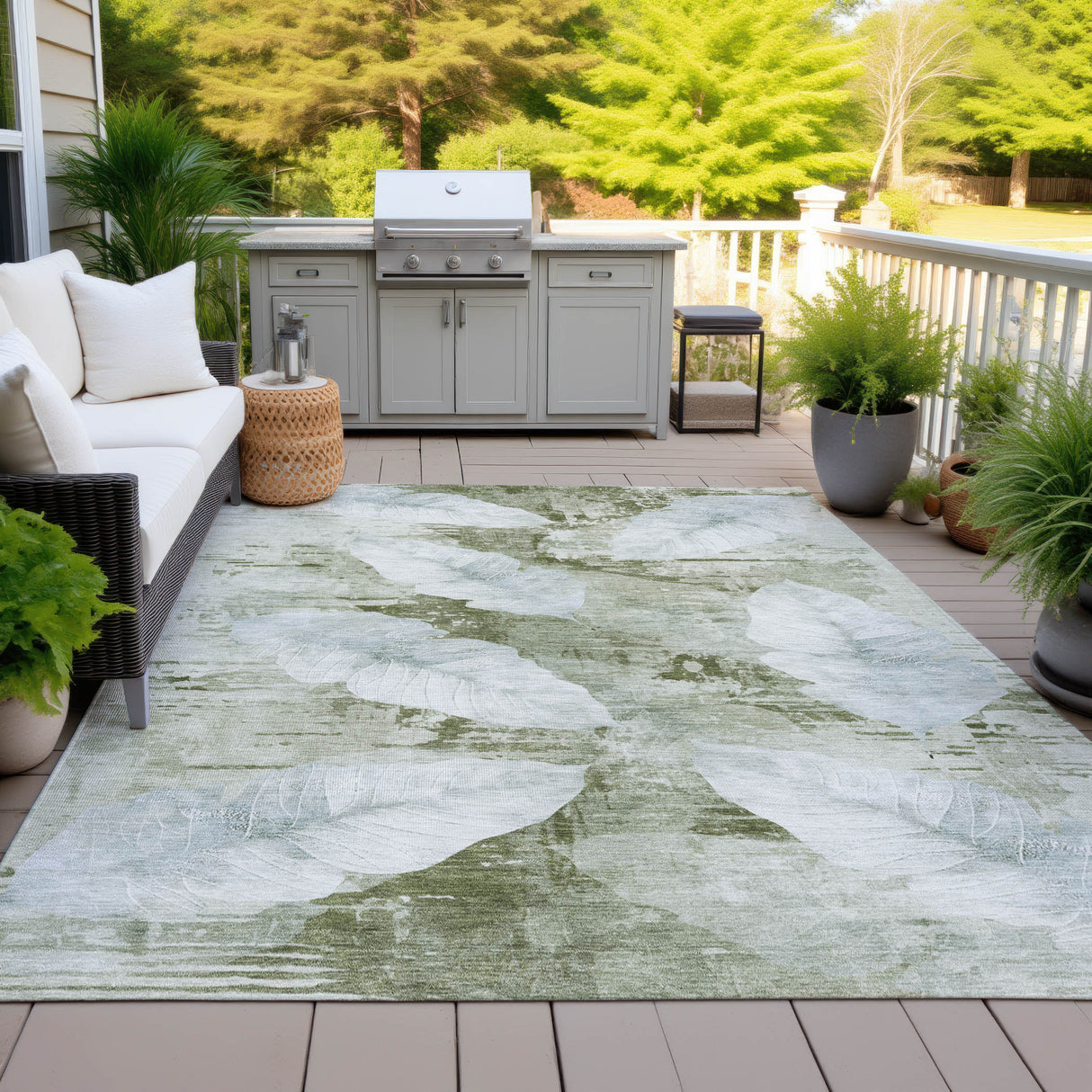 Addison Chantille ACN2172 Floral Machine Made Transitional Aloe Rug