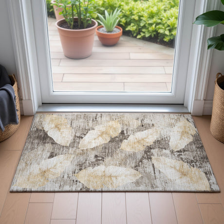 Addison Chantille ACN2172 Floral Machine Made Transitional Brown Rug