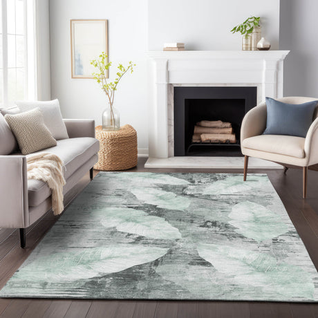 Addison Chantille ACN2172 Floral Machine Made Transitional Teal Rug