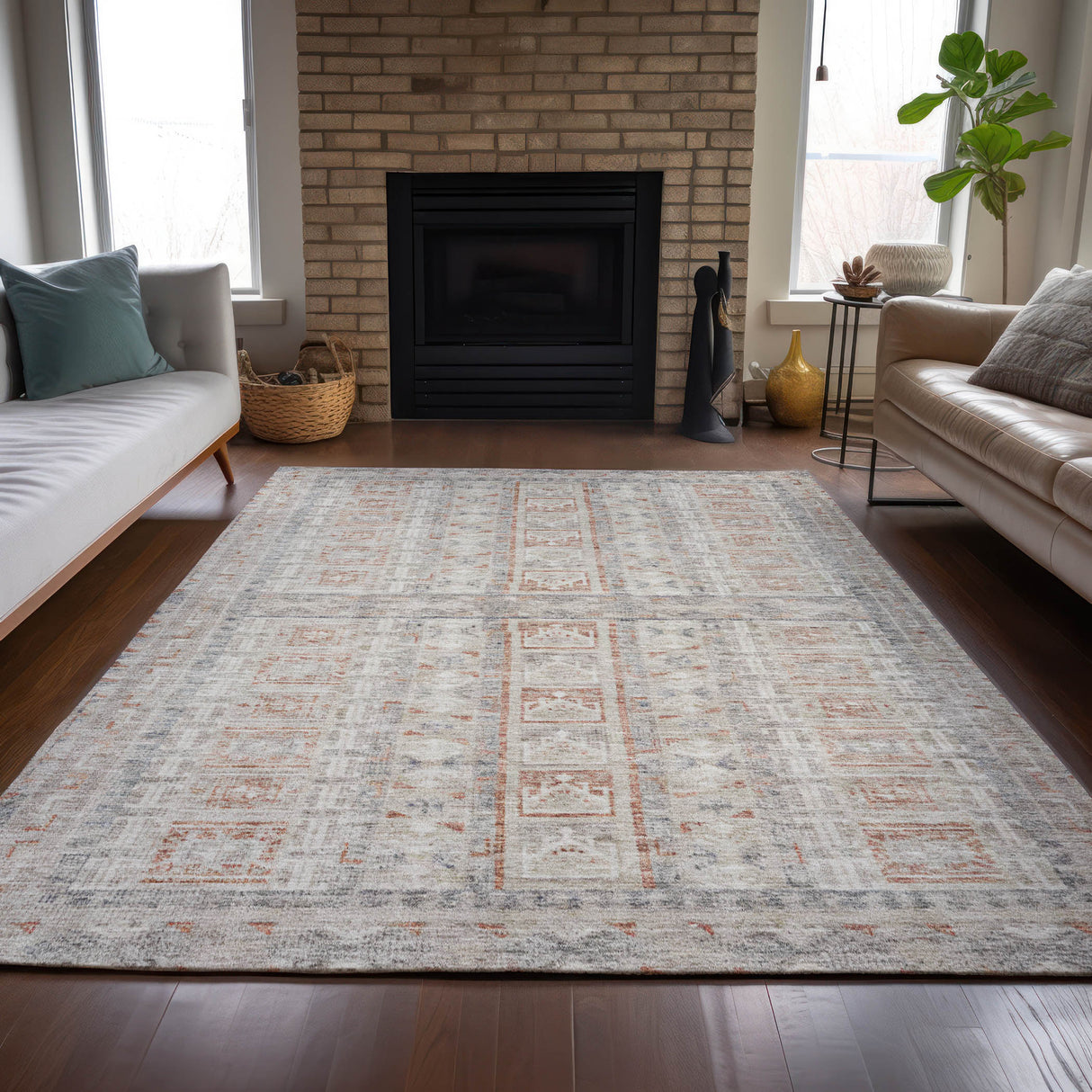 Addison Chantille ACN2173 Stripes Machine Made Transitional Beige Rug