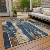 Addison Chantille ACN2176 Geometric Machine Made Transitional Blue Rug