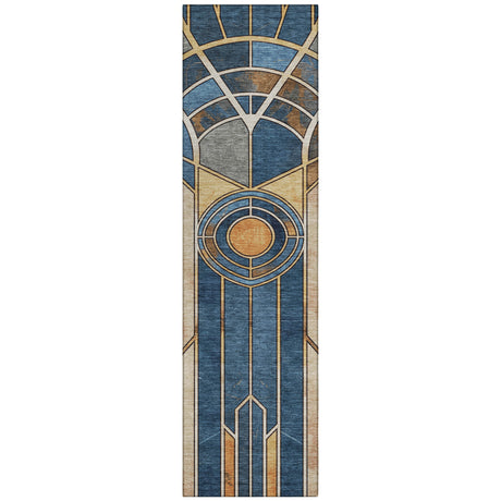 Addison Chantille ACN2176 Geometric Machine Made Transitional Blue Rug