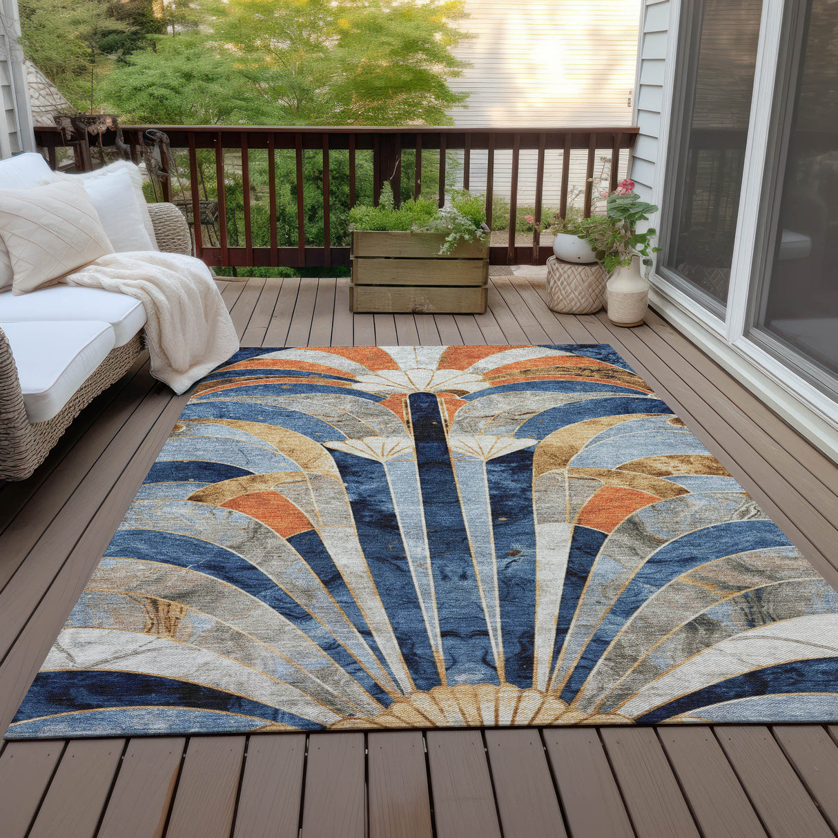 Addison Chantille ACN2177 Geometric Machine Made Transitional Navy Rug