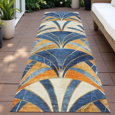 Addison Chantille ACN2178 Geometric Machine Made Transitional Blue Rug