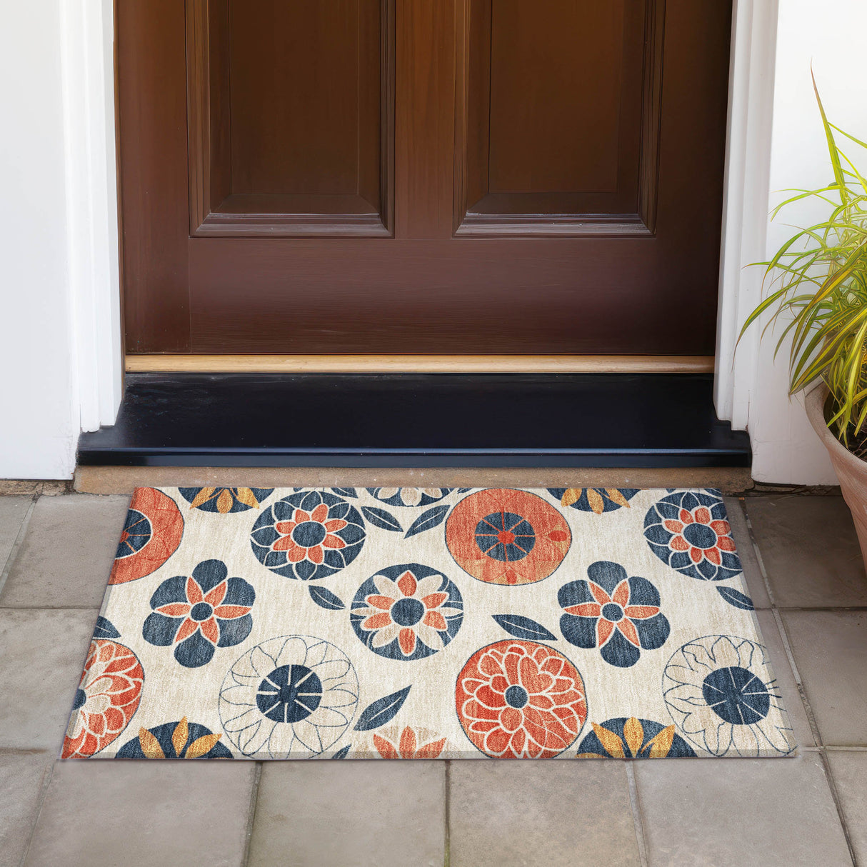 Addison Chantille ACN2179 Floral Machine Made Transitional Beige Rug