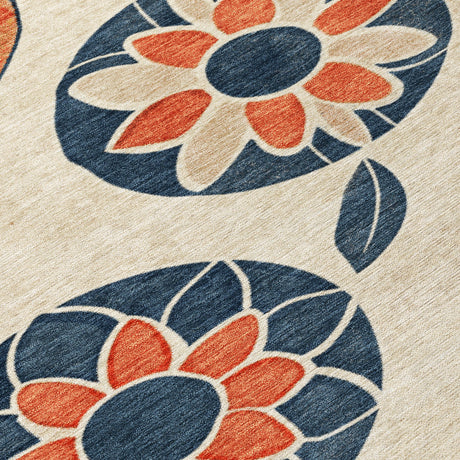 Addison Chantille ACN2179 Floral Machine Made Transitional Beige Rug