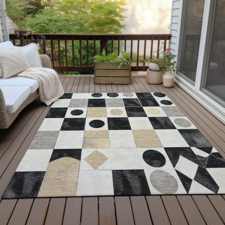 Addison Chantille ACN2181 Geometric Machine Made Transitional Black Rug