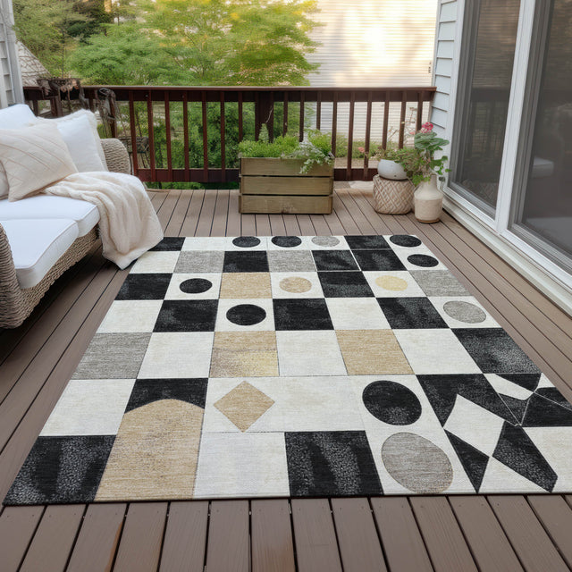 Addison Chantille ACN2181 Geometric Machine Made Transitional Black Rug