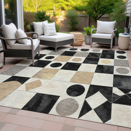 Addison Chantille ACN2181 Geometric Machine Made Transitional Black Rug