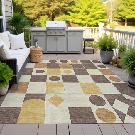 Addison Chantille ACN2181 Geometric Machine Made Transitional Brown Rug