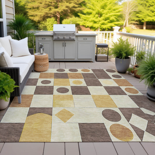 Addison Chantille ACN2181 Geometric Machine Made Transitional Brown Rug