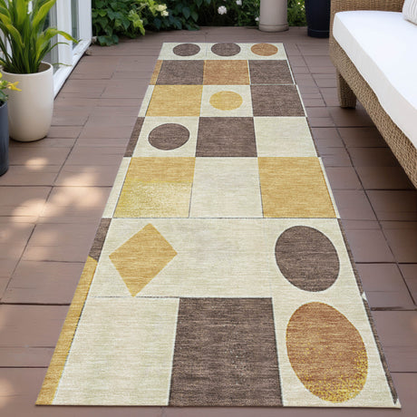 Addison Chantille ACN2181 Geometric Machine Made Transitional Brown Rug