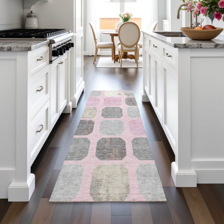 Addison Chantille ACN2182 Geometric Machine Made Transitional Pink Rug
