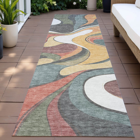 Addison Chantille ACN2183 Swirls Machine Made Transitional Gold Rug