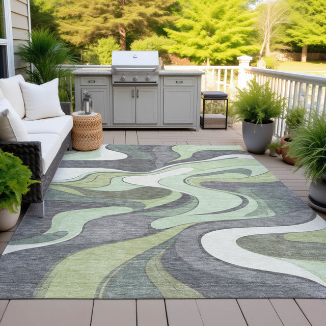 Addison Chantille ACN2183 Swirls Machine Made Transitional Green Rug