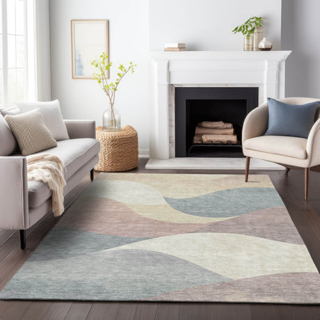 Addison Chantille ACN2184 Swirls Machine Made Transitional Beige Rug