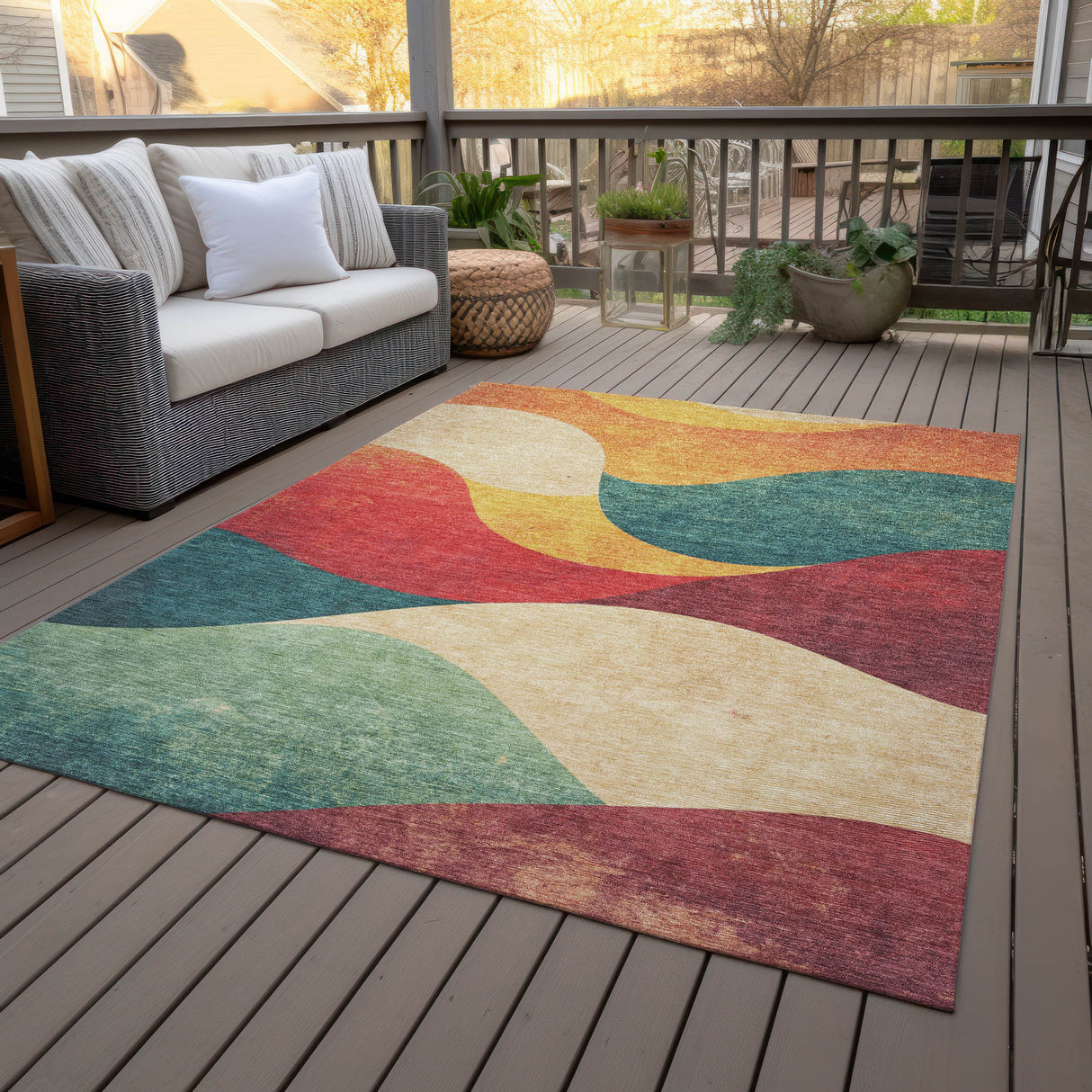 Addison Chantille ACN2184 Swirls Machine Made Transitional Orange Rug