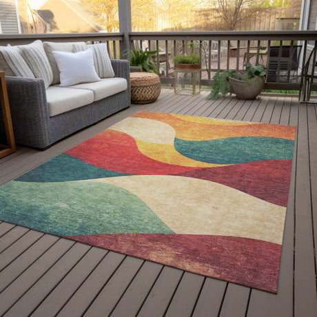Addison Chantille ACN2184 Swirls Machine Made Transitional Orange Rug